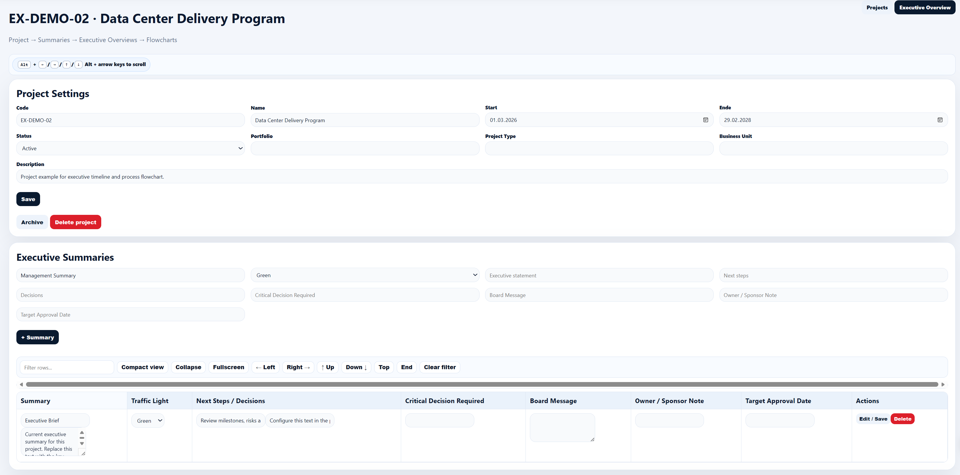 SK-EXECUTIVE Management Dashboard Screenshot